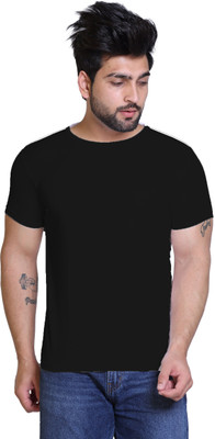 indian krait Solid Men Round Neck Black T-Shirt
