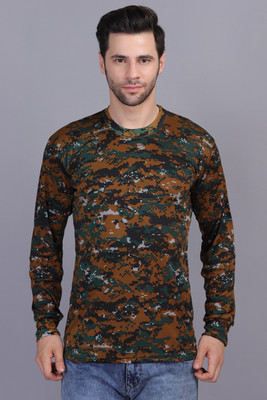 Jaksoxfast Military Camouflage Men Round Neck Multicolor T-Shirt
