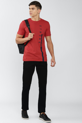 VAN HEUSEN Typography Men Round Neck Red T-Shirt