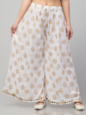 FamBee Flared Women White Trousers