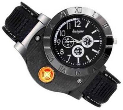 WRADER Wind Proof & Flameless Lighter Watch Rechargeable USB Charging Cigarette Lighter Watch Lighter Wrist Hand Watch Cigarette Lighter(Black)