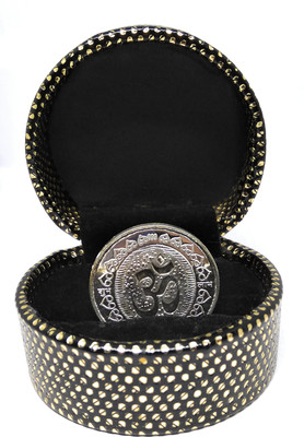 Astrosale Set Of 2 Maha Lakshmi Silver Plated Coin Of Swasthik & Om Lakshmi Silver Plated Yantra(Pack of 2)
