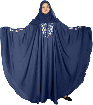 MODEST CITY Silk Blend Abaya With Hijab(Blue)