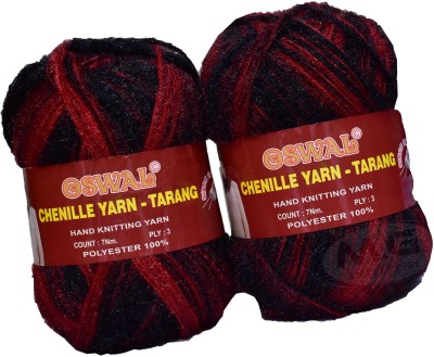 Simi Enterprise Represents Oswal 3 Ply Knitting Yarn Wool, Black Red 400 gm Art-HDJ