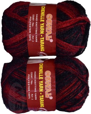 KNIT KING Represents Oswal 3 Ply Knitting Yarn Wool, Black Red 500 gm Art-HDJ