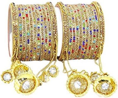 SHYCHOO BLASTS Plastic Zircon Brass Bangle Set(Pack of 2)