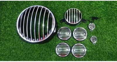 DOLSHACOB BULLET CLASSIC CHROME GRILL COMPLETE SET MADE IN INDIA Bike Headlight Grill(Steel)