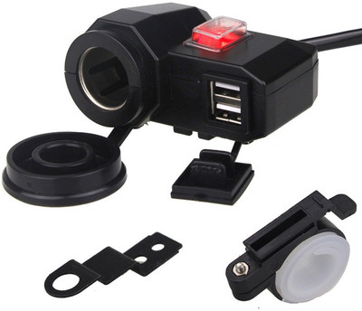 Generic Hub Waterproof Dual USB Charger Cigarette Lighter With ON/OFF Switch Handlebar 2.5 A Bike Mobile Charger
