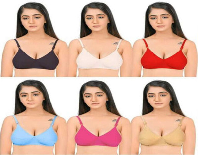 j.MOMANI Bra Combo Pack/Bra Combo set 6 Cotton Women Push-up Non Padded Bra(Multicolor)