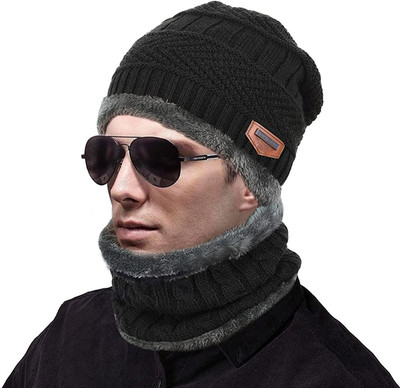 VISHAL_Co Solid Beanie Cap(Pack of 2)
