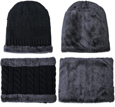 VISHAL_Co Self Design Beanie Cap(Pack of 2)
