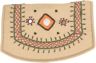 SriShopify Handicrafts Party Beige  Clutch