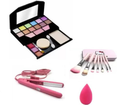 Jollity 5024 MULTICOLOR MAKEUP KIT + PROFESSIONAL MAKEUP BRUSH SET + PUFF(4 Items in the set)
