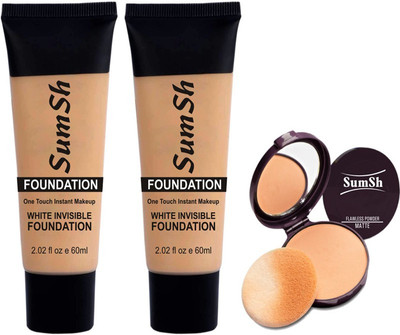 SumSh Foundation 2x60ml, Compact Powder with Mirror(3 Items in the set)