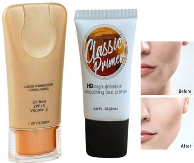 tanvi27 Face Base Primer Makeup Liquid Matte Fine Lines Oil-control Foundation(2 Items in the set)