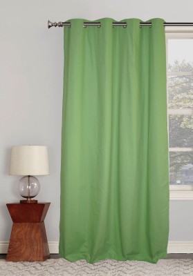 Lushomes 275 cm (9 ft) Cotton Room Darkening Long Door Curtain Single Curtain(Solid, Green)