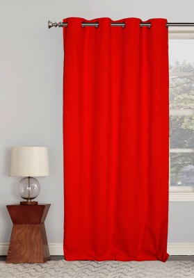 Lushomes 275 cm (9 ft) Cotton Room Darkening Long Door Curtain Single Curtain(Solid, Red)