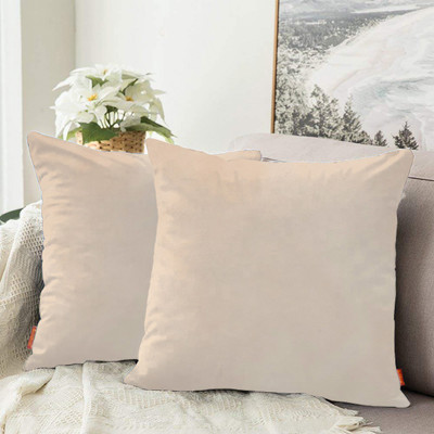 Bluegrass Suede Cushions Cover(40 cm*40 cm, Pack of 2, Beige)