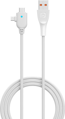Portronics USB Type C Cable 3 A 1 m Konnect Spydr 2 Multi-Functional (Type C + Micro USB)(Compatible with Smartphones, White, One Cable)