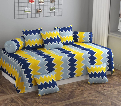 WMK Polycotton Striped Diwan Set(Multicolor)