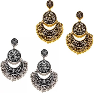 Fashion Fusion Stylish Party Wear Jewelery Oxidized Brass Chandbali Earring, Drops & Danglers