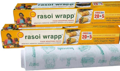 RASOI WRAPP FOOD WRAPPING PAPER ROLL/ ROTI WRAP/ BURGER WRAP/ BUTTER PAPER/ PAPER WRAP/ Parchment Paper(Pack of 2, 50 m)