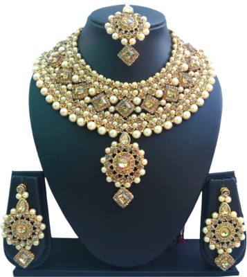 SG Jewels Alloy Gold-plated Brown Jewellery Set(Pack of 1)