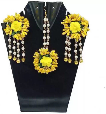 style revolver Fabric Yellow Jewellery Set(Pack of 1)