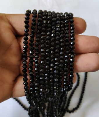 Haryali Black Colour Tyre Shaped Crystal Beads 4mm for Jewellery Making Approx 120 Beads Crystal Crystal Necklace