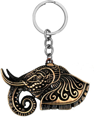 AFH Crome Metal Bronze Copper Elephant Lucky Charm Decorative Gifting Key Chain Key Chain