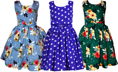 Giggles Baby Girls Midi/Knee Length Casual Dress(Beige, Sleeveless)