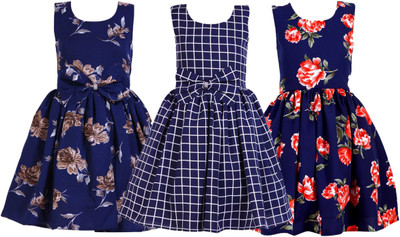 Giggles Baby Girls Midi/Knee Length Casual Dress(Multicolor, Sleeveless)