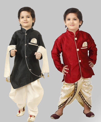 JCT DRESSES Boys Festive & Party Kurta, Dhoti Pant & Dupatta Set(Multicolor Pack of 2)