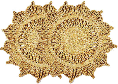 MALVOLIO Round Pack of 2 Table Placemat(Beige, Jute)