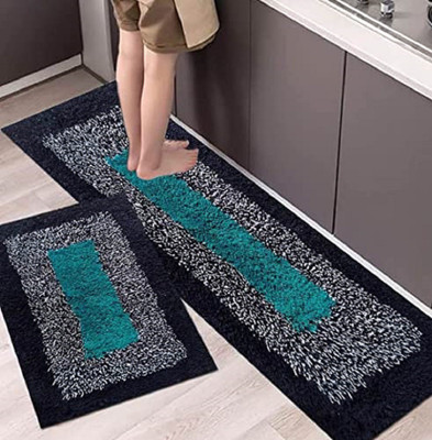 FIMMDA Cotton Floor Mat(Blue, Free, Pack of 2)