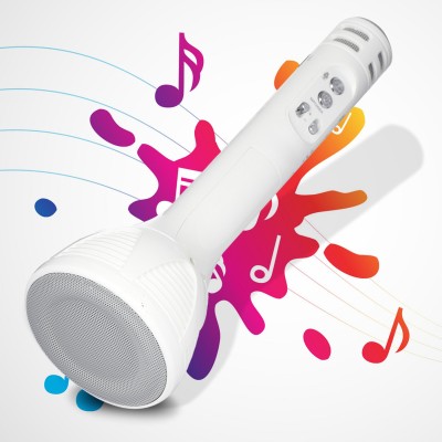 Pick Ur Needs Superier Quality Wireless Bluetooth Microphone Connection Player Speaker 2-in1 With Recording + USB+FM Microphone(White)