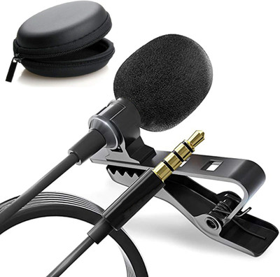 MOBIZAC 3.5mm Collar Mic with Pouch for Youtube Mic Lapel Microphone for Mobiles Collar Microphone for Mobiles(Black)