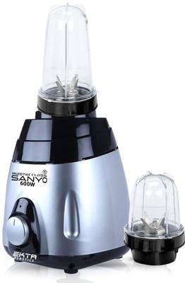 Masterclass Sanyo 600-watts Mixer Grinder with 2 Bullet Jars (530ML and 350ML) EPMG790 Mixer Grinder with 2 Bullets Jars 600 Mixer Grinder (2 Jars, Black-Silver)