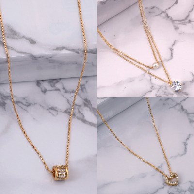 VPCREATION New Stylist Classy Necklace Chain Combo Pack Of 3 Alloy Necklace For Women,Girls Gold-plated Plated Alloy Chain