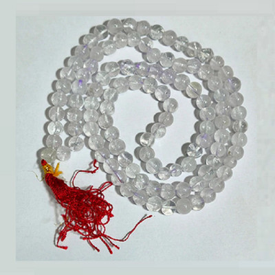 RATAN BAZAAR Adjustable White Sphatik Beads Mala for Women Crystal Stone Chain