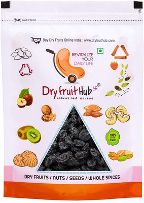 Dry Fruit Hub Black Raisins with Seed 1kg ,Seeded Black Raisins Raisins(1 x 1 kg)