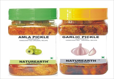 NaturEarth Amla Pickle & Garlic Pickle (400G) Maa Ke Hath Ka Mother Made Homemade Amla Pickle(2 x 200 g)