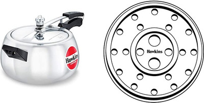 Hawkins CONTURA 5LTR HANDI PRESSURE COOKER WITH GRID 17CMS(HC50+GRID17AL) COMBO 5 L Inner Lid Pressure Cooker(Aluminium)