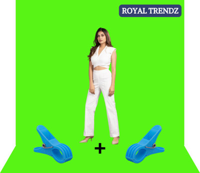 royal trendz 4x8ft Green Screen Background Premium Quality Backdrop Photos Videos + 2 Clamps Reflector