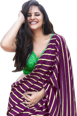 Sidhidata Striped Bollywood Silk Blend Saree(Magenta)