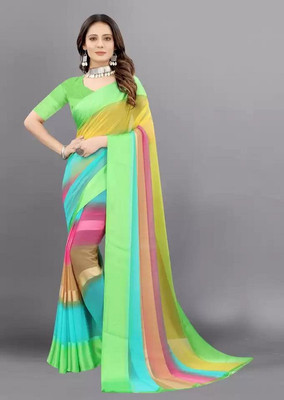Sitanjali Color Block Bollywood Georgette Saree(Multicolor)