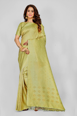 Aformi Woven Banarasi Pure Silk Saree(Light Green)