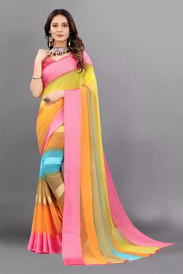 Sitanjali Color Block Bollywood Georgette Saree(Multicolor)