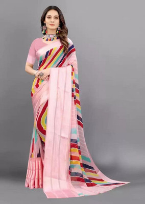 Sita Striped Bollywood Georgette Saree(Pink)