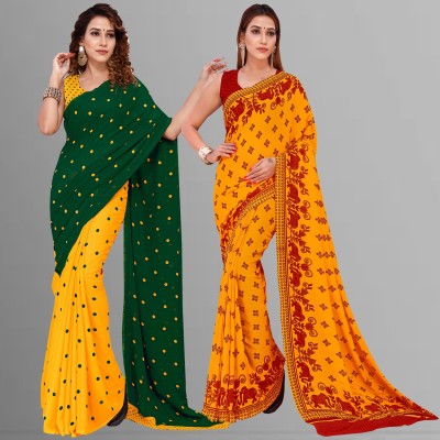 Anand Sarees Polka Print Bollywood Georgette Saree(Pack of 2, Multicolor)